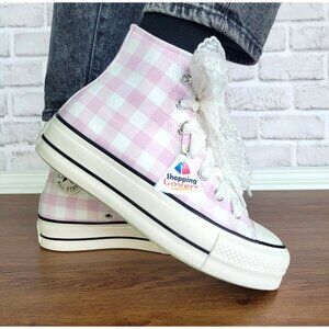 Converse Chuck Taylor Lift Platform Gingham 7.5 Women Shoes Sneaker Pink A13663C